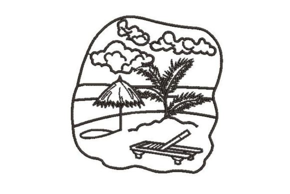 A Beach Scene Embroidery Design for Craft Fair Success