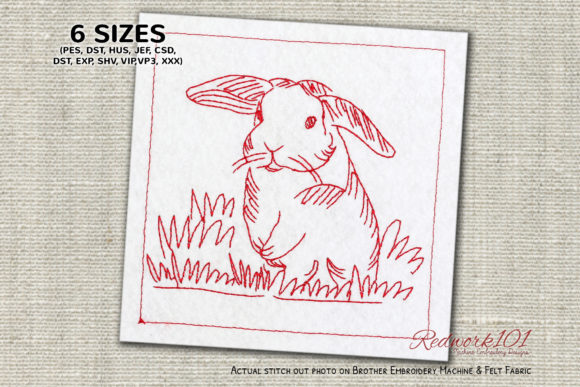 Adorable Bunny Hopping on Grass Embroidery