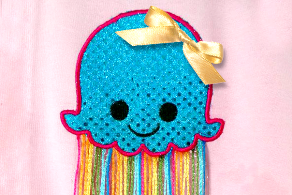 Cartoon Jellyfish Embroidery Design for Small Shops