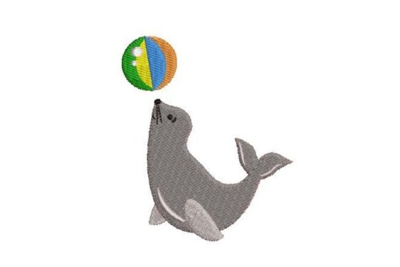 Circus Seal Embroidery Design for Boutique Apparel