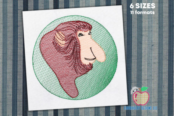 Embroidery Designer Review: Proboscis Monkey Face in Circle