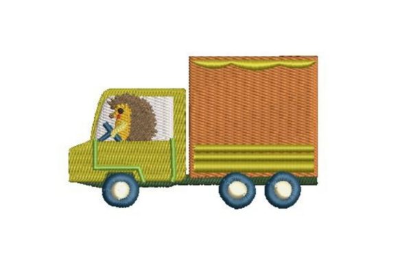 Hedgehog Driving a Truck: A Charming Embroidery