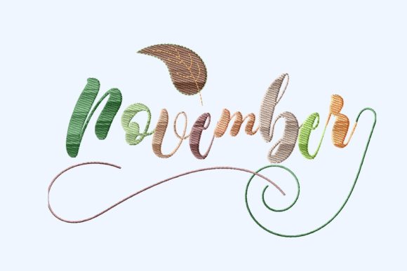 November Letters with Leaf: A Charming Autumn Embroidery