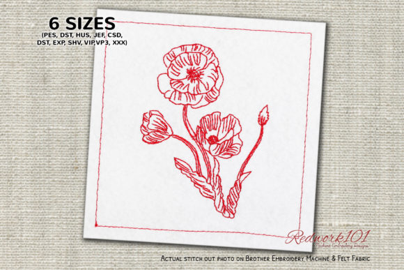 Poppy Floral Artwork: A Versatile Embroidery Design