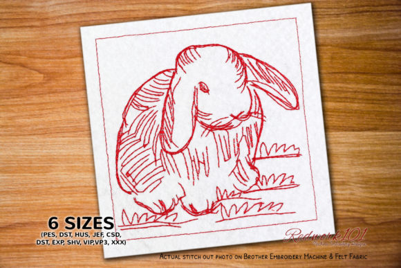 Rabbit on Grass Embroidery for Craft Fair Products
