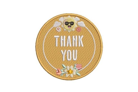 Thank You Sticker Embroidery Design